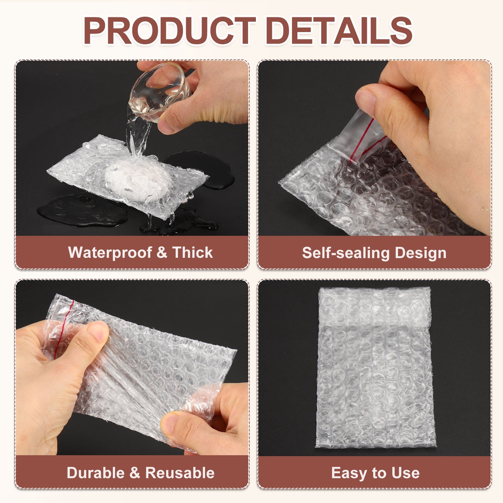 Uxcell Clear Self Sealing Bubble Bags, (2x2.8 Inch) (200 Pcs), Lightweight Economic Bubble Wrapping Pouches Double Walled Pouches Cushioning, Suit for - Mailing Shipping/Packaging/Storage