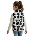 thumbnail image 3 of Pzuqiu Cow Print Girls Zip Up Sleeveless Vest Size 3 Casual Clothes for Girls Personalized Fall Winter Warm Outerwear With Pockets Fall Outfits Fashion Clothing for Daily Life, 3 of 7