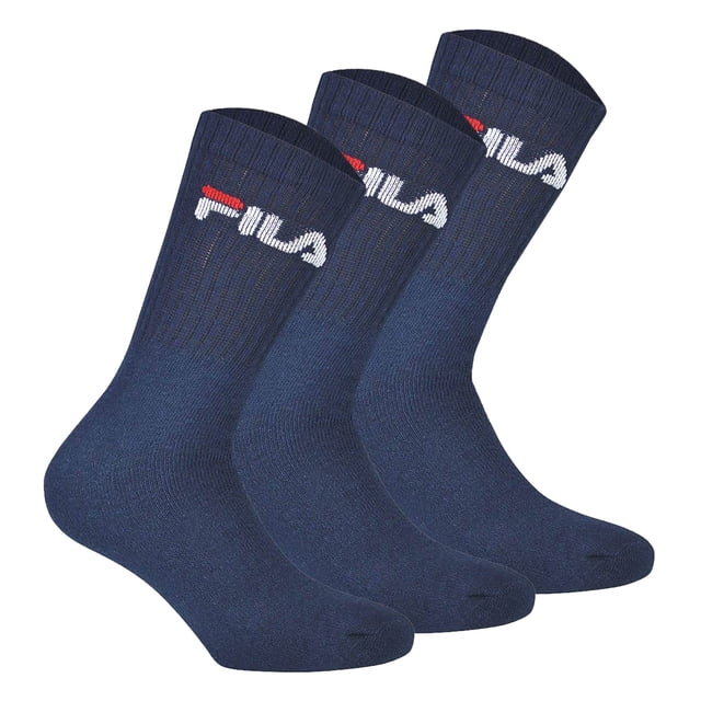 FILA Calcetines unisex 3 pares - calcetines de tenis, calcetines de tripulación, terry, deporte, logo 35-46 Marine 43-46 (9-11 UK)