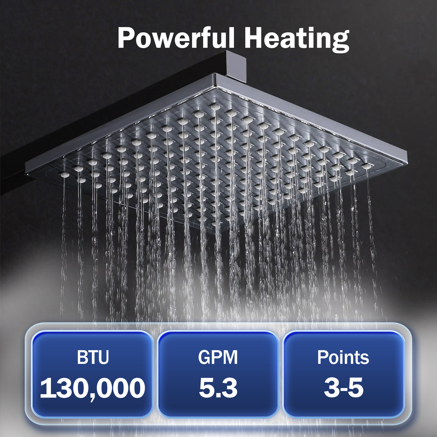 Ranein Natural Gas Tankless Water Heater, Indoor Max 5.3 GPM, 130,000 BTU Instant Hot Water Heater