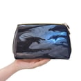 thumbnail image 4 of Naloa Black And Blue Lightning Dragon Leather Makeup Bag for Purse Travel, Portable Small Cosmetic Organizer for Women and Girls, Make up Bag with Zipper, 4 of 8