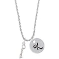 thumbnail image 1 of Delight Jewelry Silvertone Small Coach Script Silvertone Script Initial Disc - K - Charm Necklace, 20"+3", 1 of 4