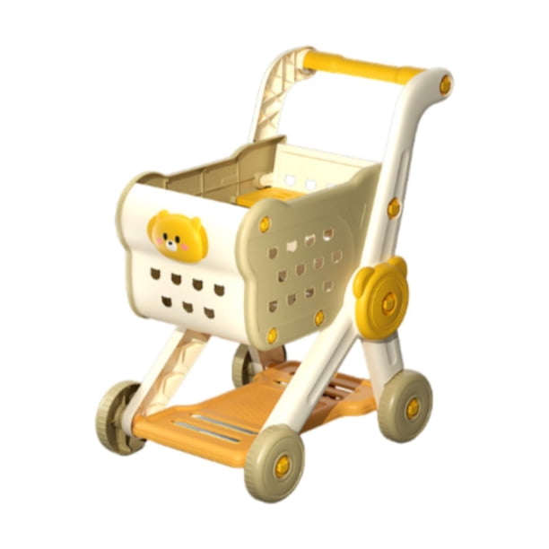 Carrito de compras de juguete CUTICAT Carrito de supermercado amarillo