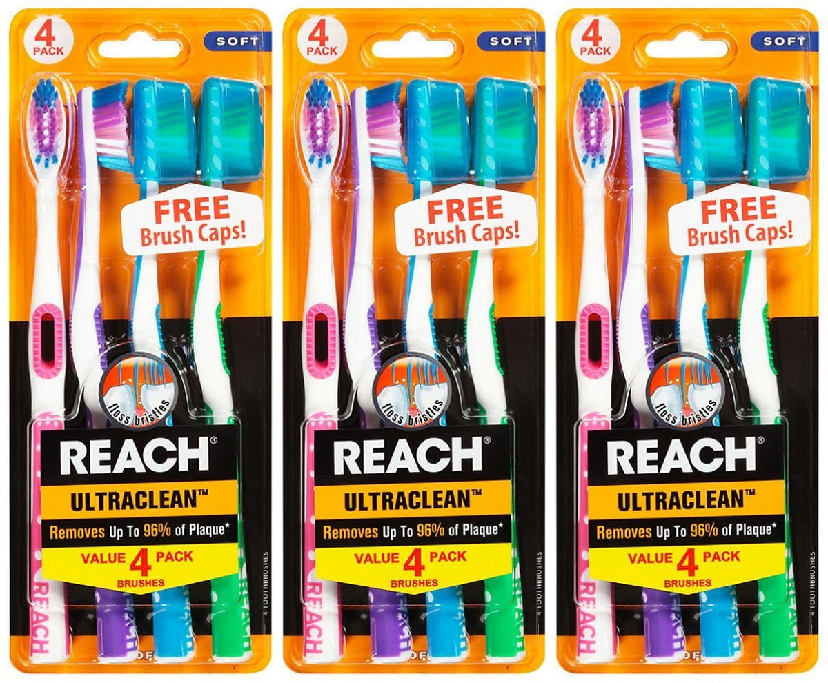 Reach UltraClean Floss Bristles Soft Toothbrush, Assorted Colors, 4