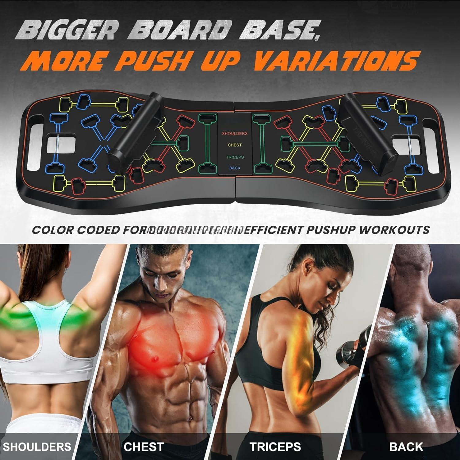 Push Up Board 36 In 1 Home Gym Equipment With Ab Roller Wheel & Resistance Bands  Portable Foldable Workout For Full Body Strength Men Women Gift Boyfriend