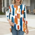 thumbnail image 2 of CYMMPU Flower Printed 3/4 Sleeve Crew Neck Summer Trendy Shirts Spring Tops Blouses for Women Dressy Casual Loose Fit Tunic Tops Flare Hem Hide Belly Tops to Wear with Leggings T-Shirts XXL, 2 of 6