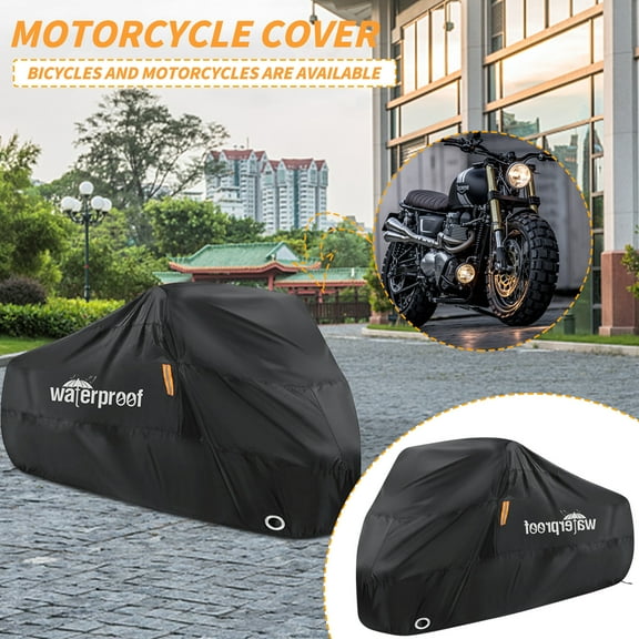 Waterproof 210T Coated Motorcycle Cover, UV-Proof and Snow-Proof Heavy Duty Outdoor Protective Cover for Motorbikes