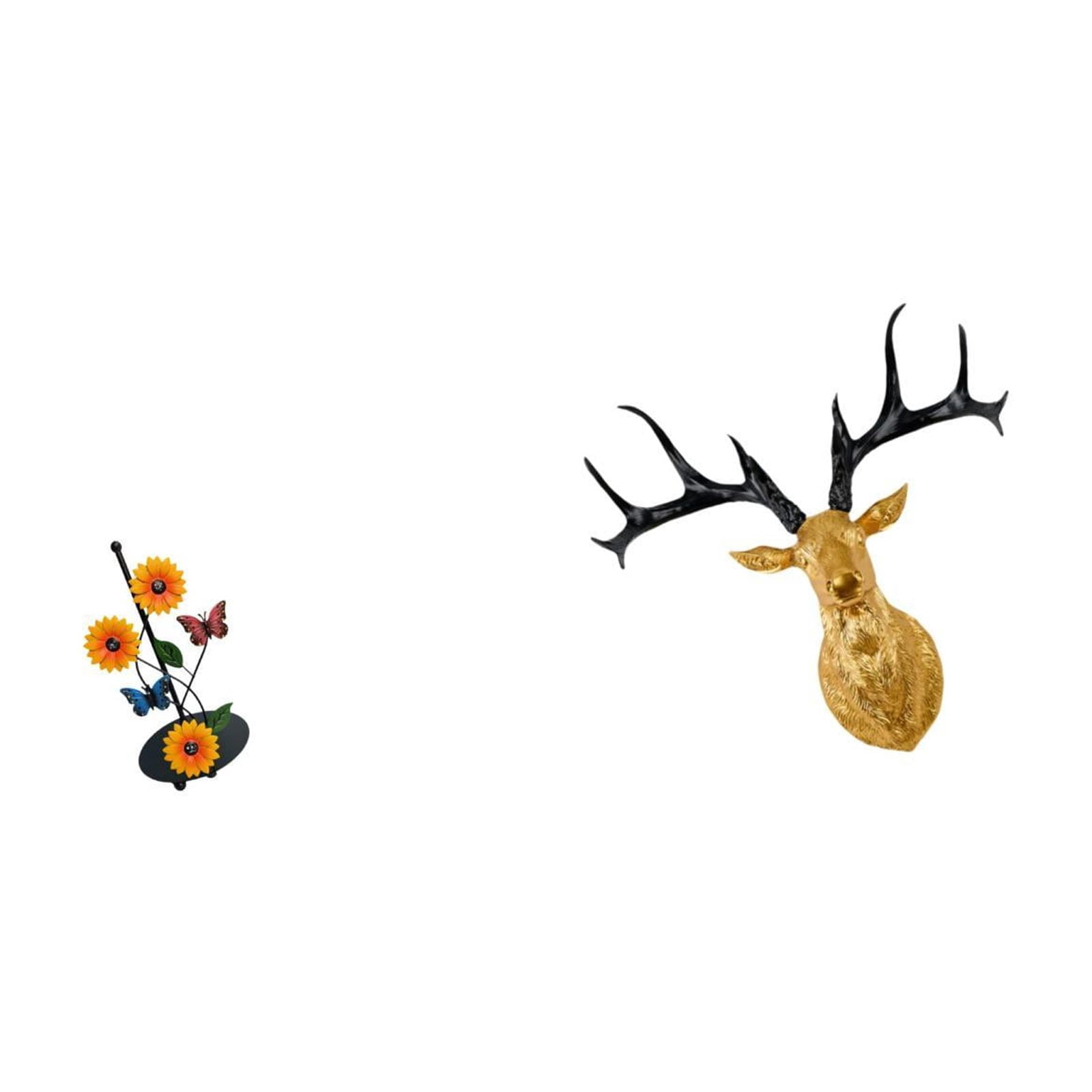 Fiocias Toilet Paper Holder Paper Towel Holder Countertop Kitchen Roll Holder Deer Head Statue Iron Material Suitable for Room Office Bedroom G
