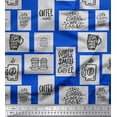thumbnail image 1 of Soimoi Blue Poly Georgette Fabric Coffee Please Text Decor Fabric Printed Yard 42 Inch Wide, 1 of 3
