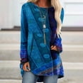 thumbnail image 3 of Gvmfive Women Ethnic Print Long Sleeve Round Neck Casual Loose Tops, 3 of 4