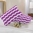 thumbnail image 3 of Outdoor Pillow Cover Purple and White Stripes Set of 2 Waterproof Throw Pillowcases Sea Wave Decorative Patio Furniture Pillows for Couch Garden Indoor & Outdoor Use, 3 of 9