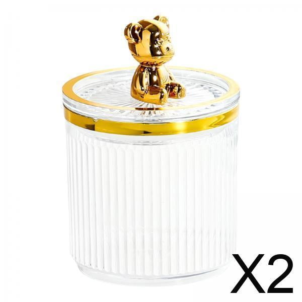2 Soportes Para Bastoncillos De Algodón Con Tapa Para Baño, Encimera, Escritorio, Transparente