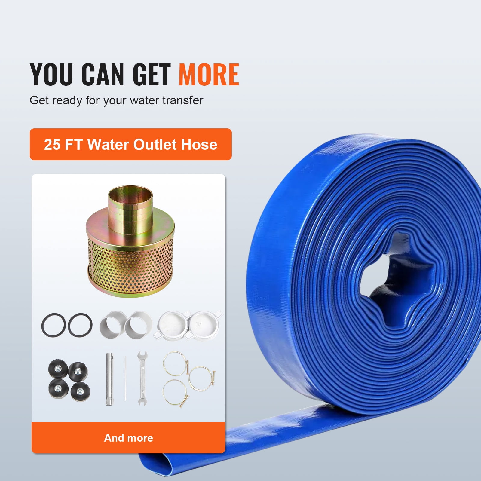 KFFKFF Fuel-Driven Debris Pump, 3 in/80 mm, 7HP 242GPM 4-Stroke Fuel Engine Water Relocation Pump with 25 ft/7.62 m Discharge Hose Max 98 ft Elevation 26ft Intake