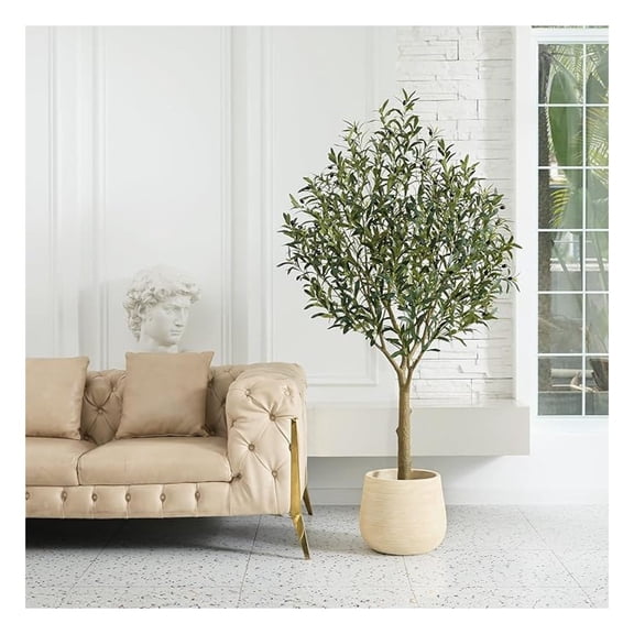 Artificial Olive Tree 6FT - Large Fake Olive Trees Indoor with 1676 Silk Leaves, Outdoor Potted Faux Plant with UV Resistant for Living Room,Office,Patio, Home Decor,VN157