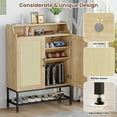 thumbnail image 4 of Flycity Rattan Shoe Cabinet with Doors, 7-Tier Shoe Rack Organizer Cabinet with Adjustable Shelves & Buffer Hinge, Freestanding Storage with Anti-Tip Fitting for Entryway, Hallway, 4 of 10