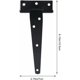 thumbnail image 3 of Bisagras 2 piezas Bisagra en T negra resistente Bisagras de puerta de madera o puertas de metal Bisagras de puerta de granero a prueba de óxido de hierro (6 pulgadas), 3 of 5