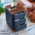 thumbnail image 5 of LELELINKY 3 Drawer Nightstand, Farmhouse Large Bedside End Table with Storage Drawers, Modern Wood Night Stand, Navy Blue, 5 of 8