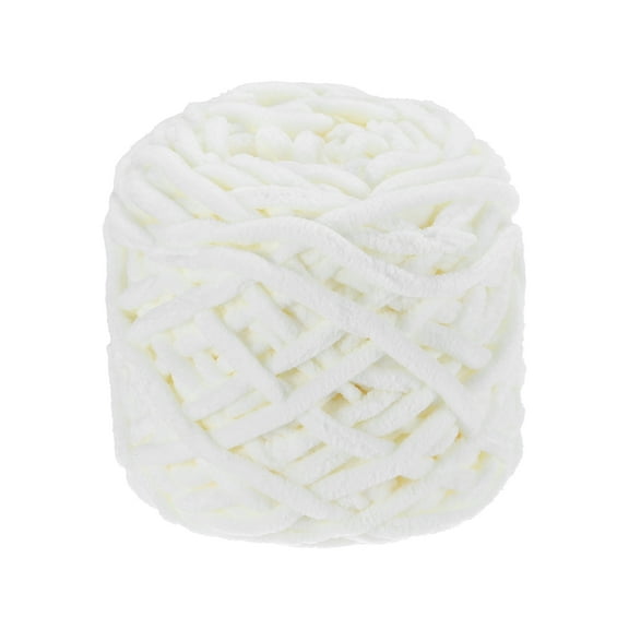 Uxcell Chenille Chunky Yarn, Plush Bulky Thick Fluffy Yarn for Crochet, Soft Velvet Blanket Yarn for Sweater Hand Knitting Crocheting Milky White