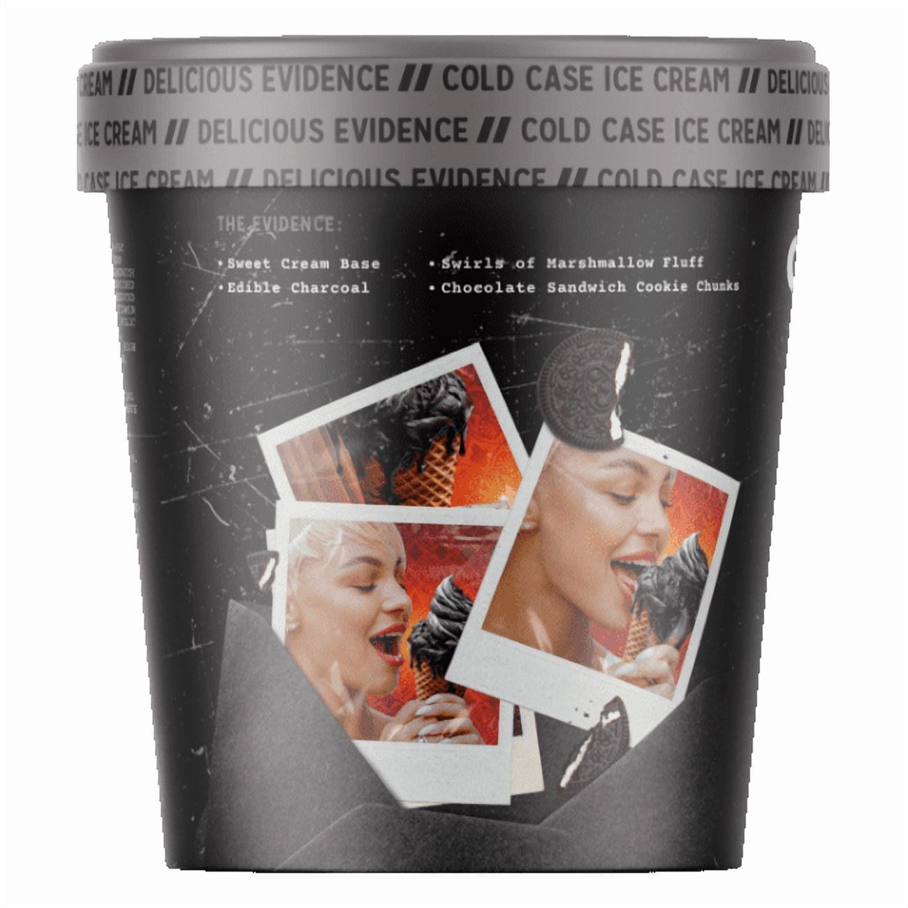Cold Case Ice Cream Blackmail Flavor - Gourmet Sweet Ash Ice Cream with Chocolate Sandwich Cookies and Marshmallow Creme Swirls - 1 Case, 6 Pints,16 oz/Pint