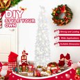 thumbnail image 3 of Ayieyill 5FT Pop up Christmas Tree with Lights, White Tinsel Christmas Tree with Snowflake Ornaments for Holiday Christmas Decorations, Collapsible Christmas Tree (White), 3 of 8