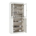 thumbnail image 2 of Palace Imports 100% Solid Wood Kitchen Pantry Storage Cabinet with Glass & Raised Panel Doors and Adjustable Shelves, 4-Door, White, 2 of 6
