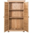 thumbnail image 5 of Gymax Outdoor 63'' Tall Wooden Garden Storage Shed Fir Wood Shutter Design Lockers, 5 of 6