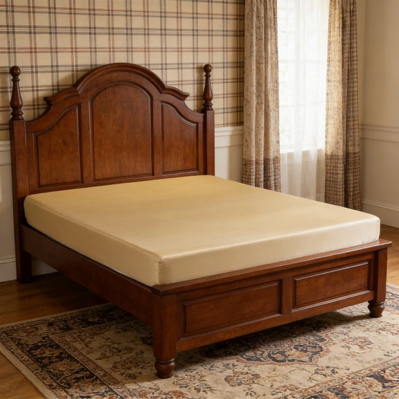 AuroraX Bed Sheets Satin Queen Size Fitted Sheets Cooling,Sold Separately Deep Pockets Beige Double Bed Sheet for Summer