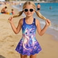 thumbnail image 3 of Uorisanigo Girls Swimsuit One Piece Cute Dragon Modest Beach Swim Dress with Skirt Sleeveless Bathing Suit Swimwear Pool Party, Size 3-4, 3 of 6