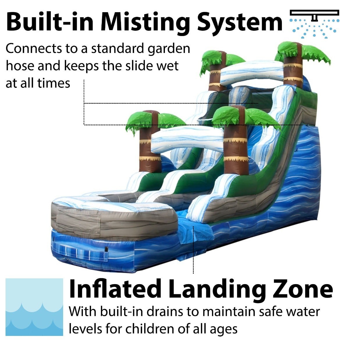 TentandTable Commercial Inflatable Water Slide, Tropical Marble with Blower, 15'