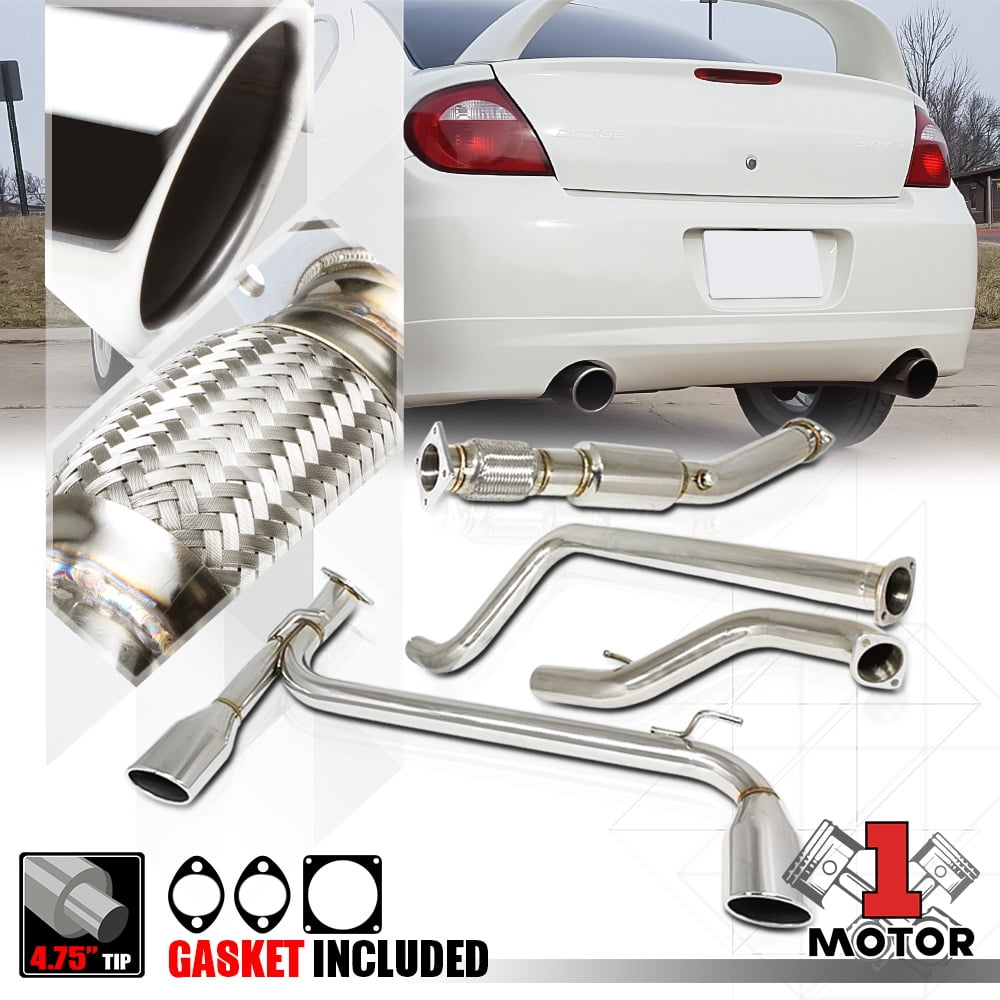 Dual Muffler 4.75"Rolled Edge Tip Catback Exhaust System for 0305 Neon SRT4 2.4 04 Walmart