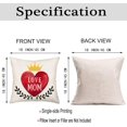 thumbnail image 5 of Love Mom Pillow Covers 18x18 Inch Mother‘s Day Red Love Heart Leaf Queen Crown Throw Pillow Cases Sofa Couch Home Decor Cushion Cover Cotton Linen, 5 of 6