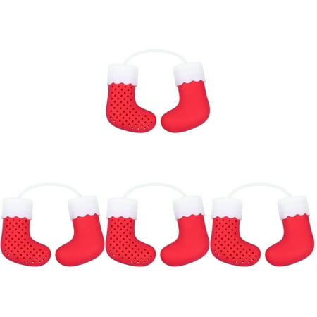 

Bestonzon 4pcs Christmas Stocking Tea Steeper Professional Tea Leaf Strainer Silicone Tea Filter