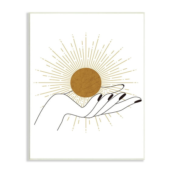 Stupell Industries Hand Holding Deco Inspired Sun with Rays, 13 x 19, Designed by JJ Design House LLC
