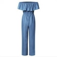 thumbnail image 3 of Manxivoo Denim Jumpsuit for Women Jumpsuits Off Shoulder Look Playsuits Club Long Party Jumpsuits for Women Sky Blue XXXL, 3 of 5