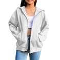 thumbnail image 5 of Girls Boys Oversized Hoodies Full Zip Hooded Sweatshirt Soft Fleece Lining Jacket Lightweight Warm Outerwear Fall Winter Coat, 5 of 7