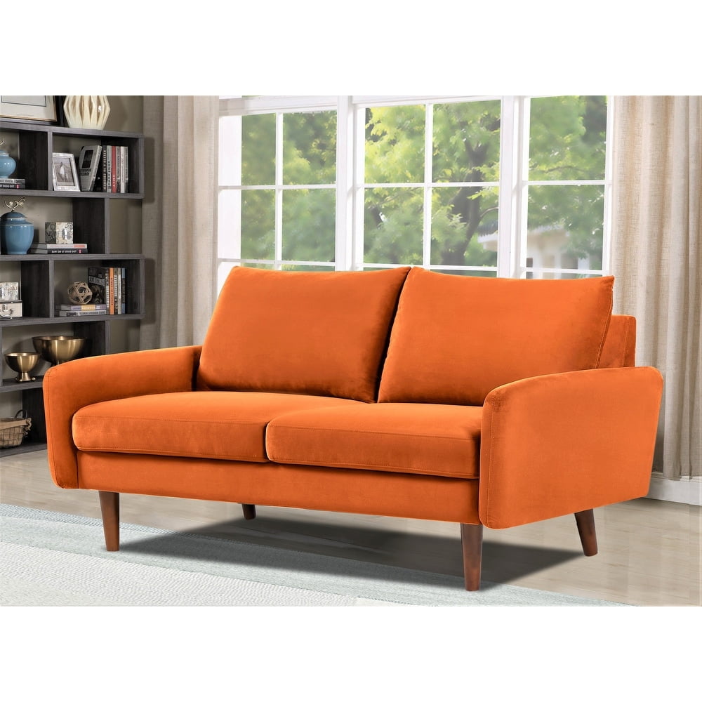 Uspridefurniture Maryellen 58''W Velvet Loveseat, Orange
