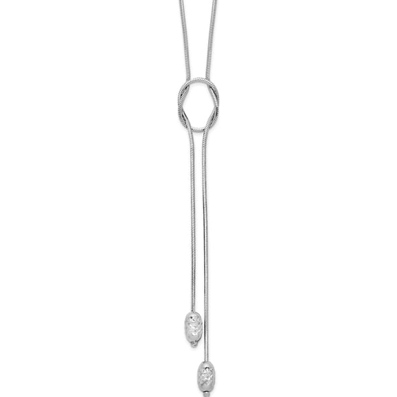 Jewelry by Sweet Pea Sterling Silver RH-plated Diamond-Cut Beads Fancy Loop Drop Necklace