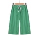 thumbnail image 1 of ICHUANYI Clearance Women's Summer Color Five Points Cotton Linen Pants Casual Pants(Green, XL) ICHUANYI WER2023081001503, 1 of 7
