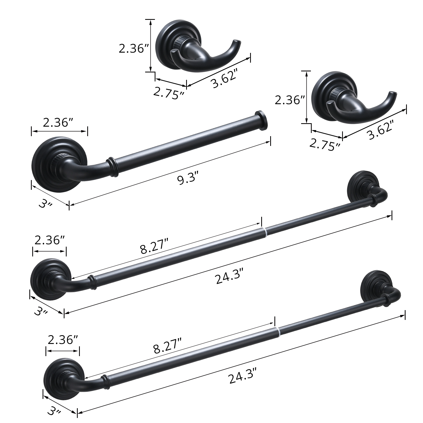 Bathroom Accessory Kit, 5 Pieces, Oil Rubbed Black