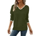thumbnail image 4 of ClodeEU Women's Sweaters, V Neck Long Sleeve Lightweight Sweaters, Loose Solid Fall Tops Pullover Sweater Army Green,Womens Plus XL, 4 of 7