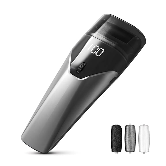 Zengdainm Electric Callus Remove, 100-Speed Adjustable, Rechargeable Pedicure Tool with LED Display & Auxiliary Light, 3 Roller Heads, Black
