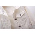 thumbnail image 2 of loveimgs Veste en Jean Courte Décontractée pour Femmes à Manches 3/4 avec Boutons Veste Courte de Moto, 2 of 4