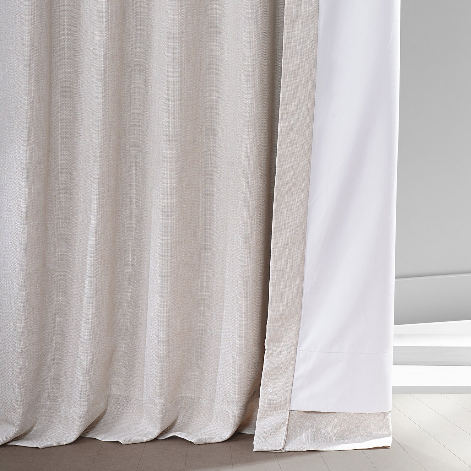 Signature Caravan Beige Faux Linen Blackout Curtain (1 Panel), Caravan Beige, 50W X 108L