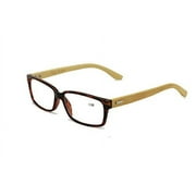 Vision World Genuine Bamboo Rectangular Reading Glasses Men Women Readers (Tortoise, +2.25)