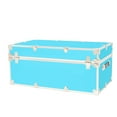 thumbnail image 6 of Rhino Trunk & Case Large Leather Embossed Vinyl Trunk With Removable Wheels, Summer Camp Footlocker, College Dorm Storage Chest, Sportsman Trunks - Seats 1000+ lbs. On Top 32"x18"x14" (Sky Blue), 6 of 9