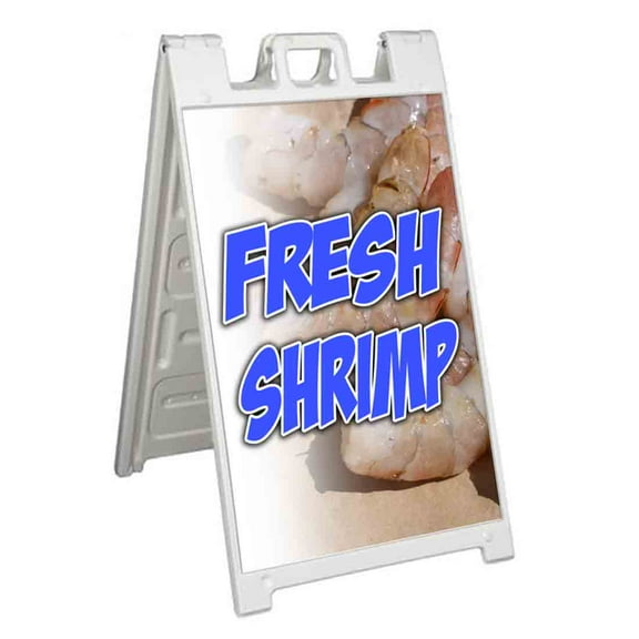 Fresh Shrimp (24" X 36") Standard A-Frame Signicade, Includes Decal Applied To Stand