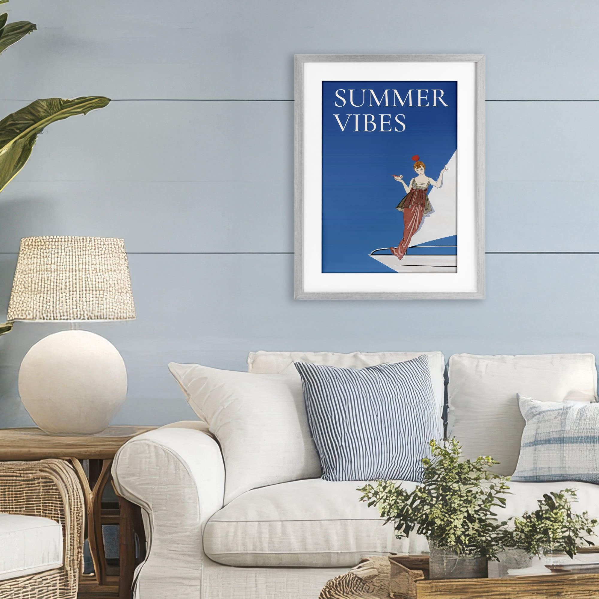 Stupell Industries Summer Vibes Vintage Yacht Gray Framed Print Under Glass, design by Creative Studio