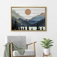 thumbnail image 3 of PixonSign Framed Canvas Print Wall Art Blue Mountain Pine Forest Nature Wilderness Digital Art Wood Panel Landscape Farmhouse/Country Relax/Calm/Cozy Geometric Abstract - 16"x24" Natural, 3 of 5