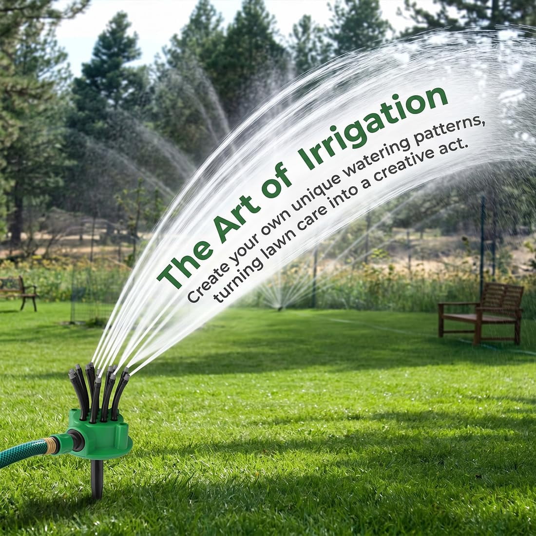 360° Multi-Directional Lawn Sprinkler, Automatic 360 Rotating Roof Cooling Sprinkler for Large Area Coverage, Garden Sprinkler, Lawn Sprinklers for Yard Plant Irrigation & Pets Water Fun
