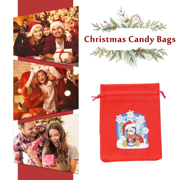 Cuadros Decorativos Bolsa de caramelos de Navidad con diamantes de imitación, Kit de cuadros de pintura de diamantes DIY, bolsas de regalo artesanales Ndcxsfigh Nuevos Originales